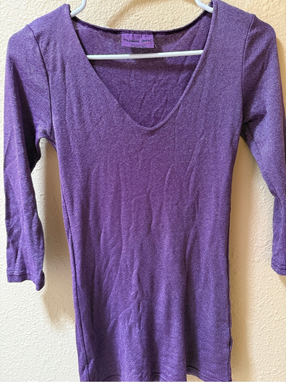 Michael Stars Purple Scoop Neck Long Sleeve Top